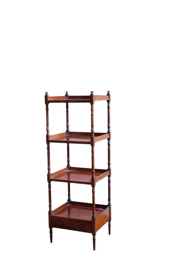 A REGENCY MAHOGANY FOUR-TIER "WHATNOT"