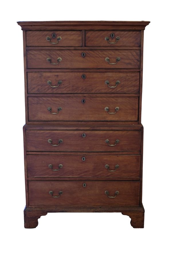 A GEORGE III MAHOGANY CHEST ON CHEST