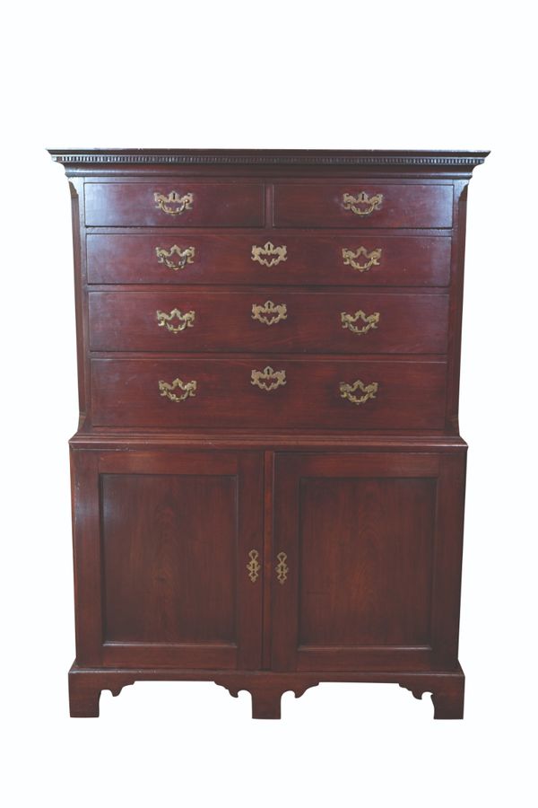 A GEORGE II MAHOGANY CHEST ON CHEST