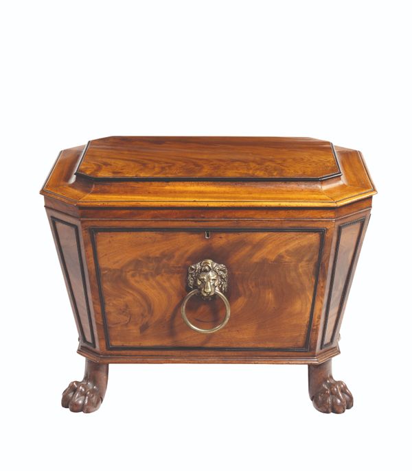 A REGENCY MAHOGANY SARCOPHAGUS WINE COOLER