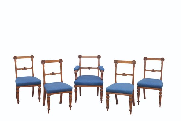 A SET OF TWELVE VICTORIAN PALE OAK DINING CHAIRS