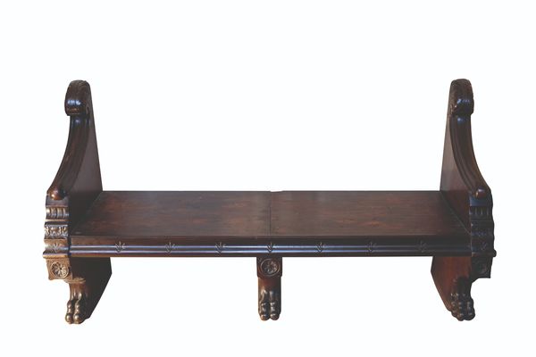 A MAHOGANY HALL BENCH