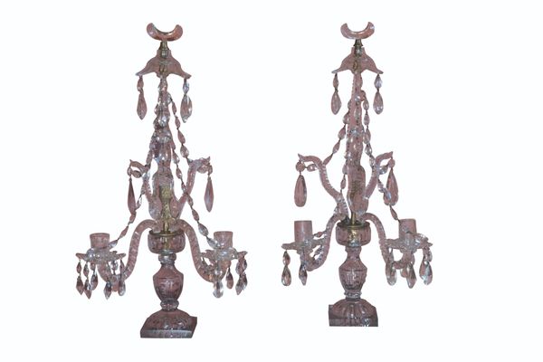 A PAIR OF LATE GEORGE III TABLE LUSTRES