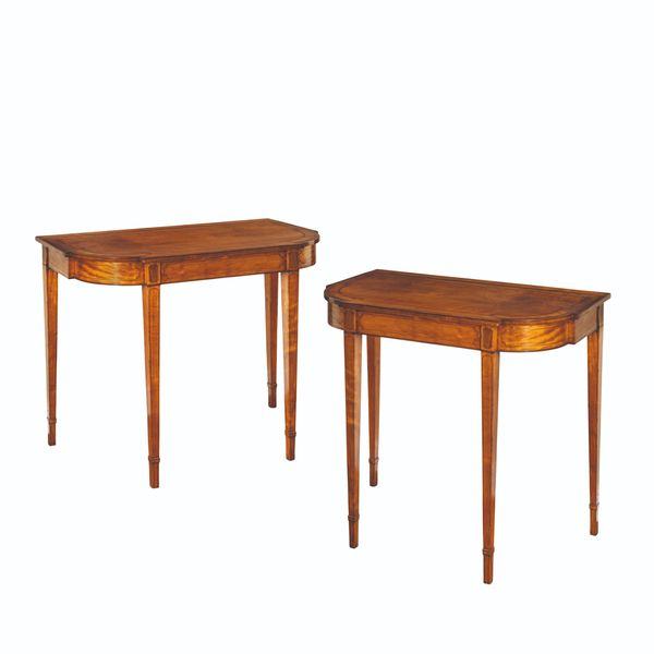 A PAIR OF LATE GEORGE III SATINWOOD PIER TABLES