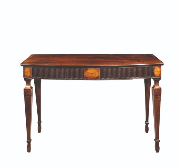 A GEORGE III MAHOGANY BOW-FRONT SERVING TABLE