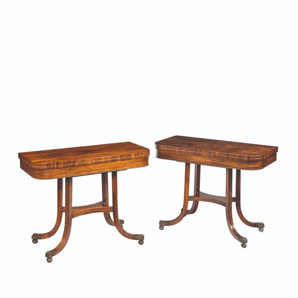 A PAIR OF FINE LATE GEORGE III ROSEWOOD CARD TABLES