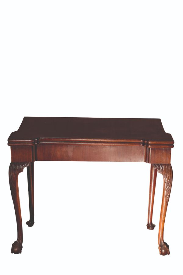 A GEORGE II MAHOGANY CARD TABLE,