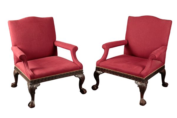 AN IMPORTANT PAIR OF MAHOGANY GAINSBOROUGH ARMCHAIRS