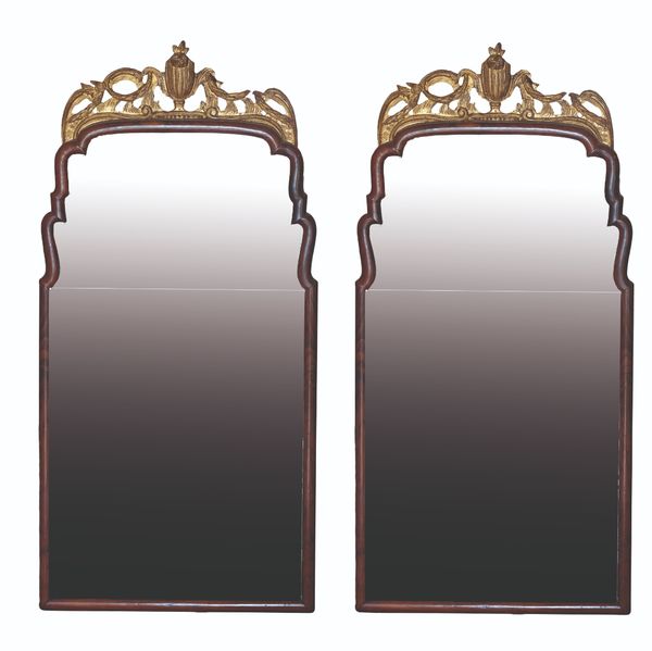 A MATCHED PAIR OF WALNUT  PIER MIRRORS