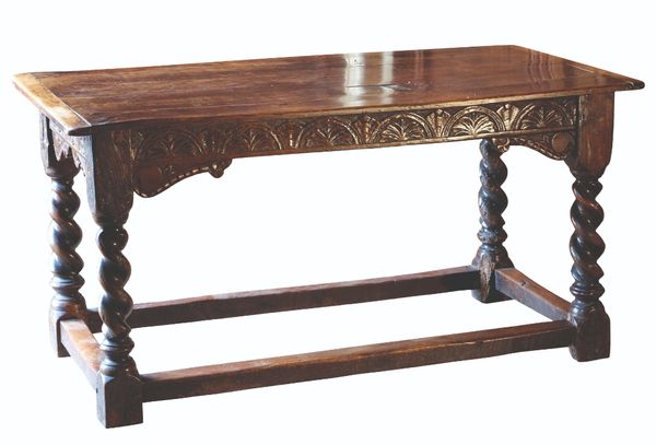 AN OAK REFECTORY TABLE,