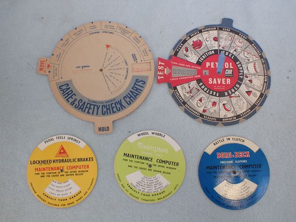 A VINTAGE 'PRACTICAL MOTORIST' CARE & SAFETY CHECK CHART DIAL