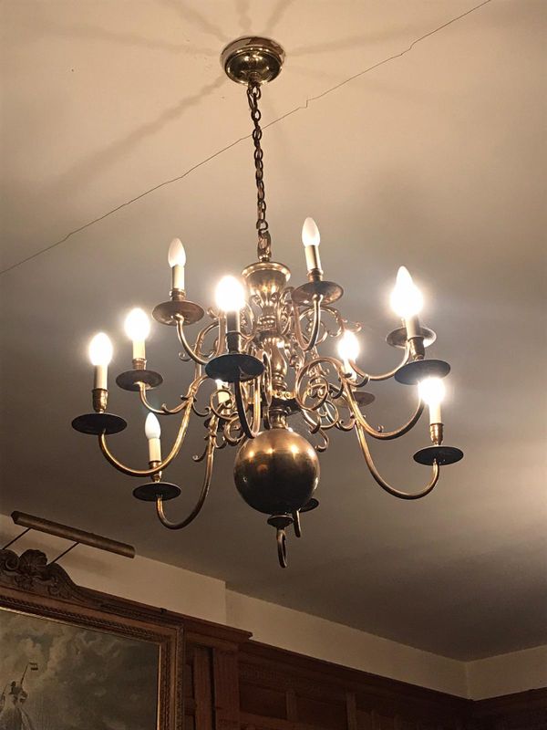 A DUTCH STYLE BRASS CHANDELIER