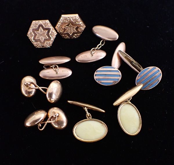 FIVE PAIRS OF CUFFLINKS