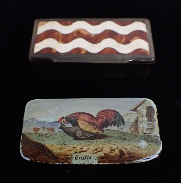 A GEORGE III HORN, IVORY AND TORTOISESHELL SNUFF BOX