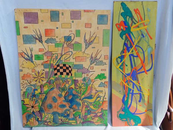 A 1960S PSYCHODELIC PAINTING ON HARDBOARD