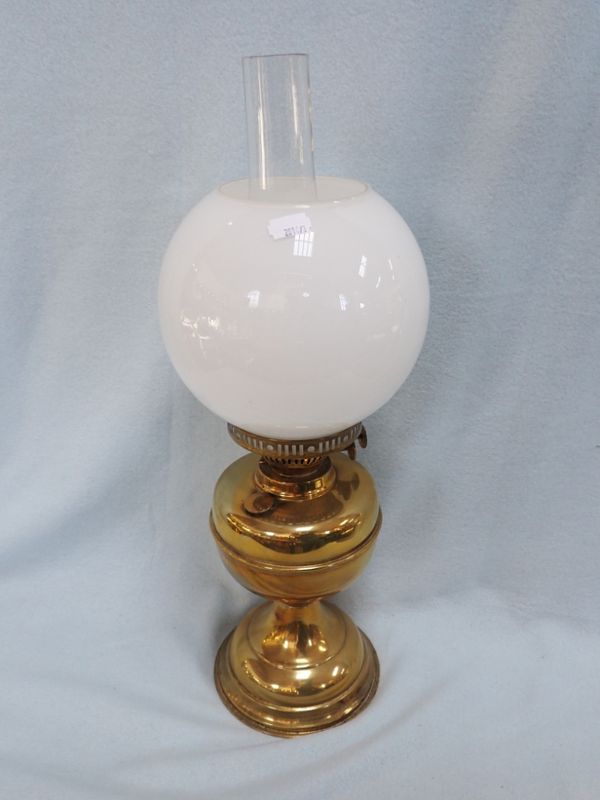 A BRASS OIL LAMP