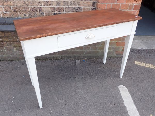 A CREAM PAINTED SIDE TABLE