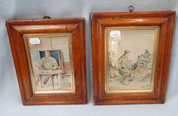 A MATCHED PAIR OF WATERCOLOURS IN MAPLE FRAMES