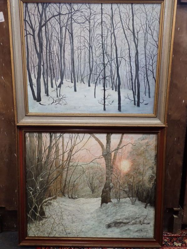 R MORGAN: 'WINTER SUN' OIL ON CANVAS