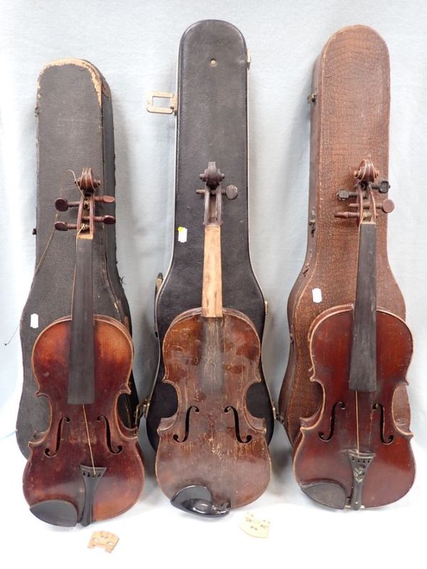 THREE VIOLINS, WITH CASES