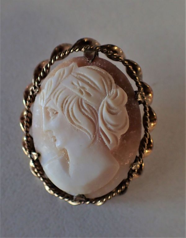 HAND CARVED SHELL CAMEO BROOCH