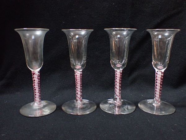 FOUR COLOURED AIR-TWIST STEM GLASSES