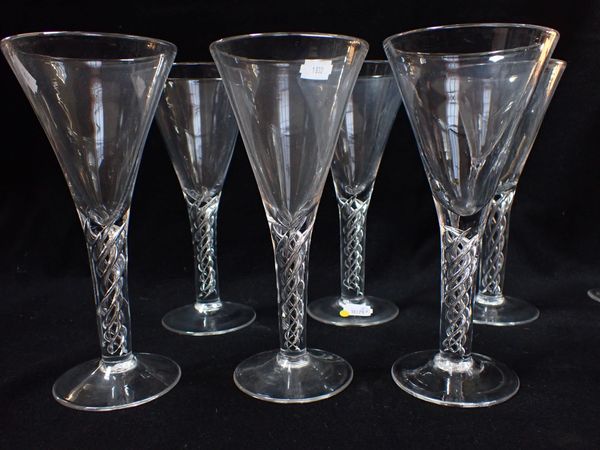 A SET OF SIX GEORGIAN STYLE AIR-TWIST WINE GLASSES