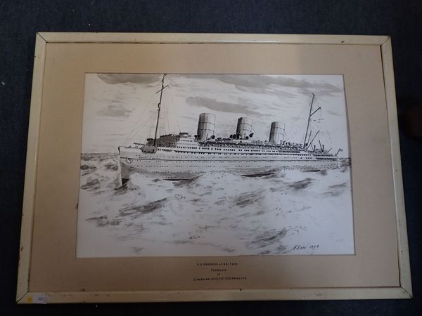 'S.S. EMPRESS OF BRITAIN' ,WASH DRAWING