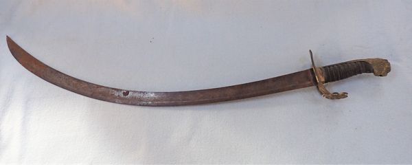 A CUTLASS, WITH WIRED GRIP AND GILT FITTINGS