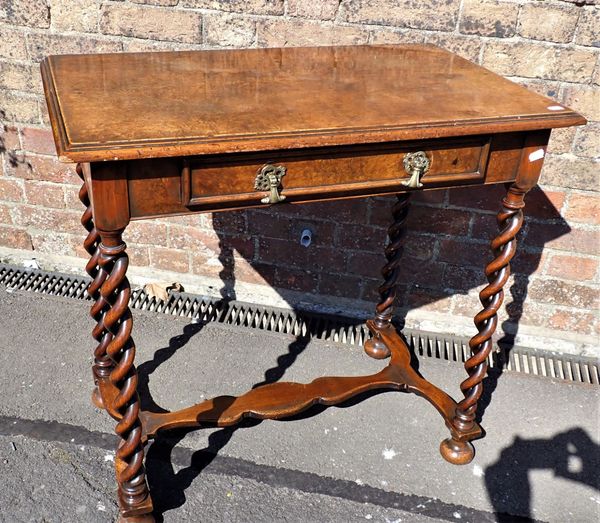 A REPRODUCTION BURR-WOOD SIDE TABLE