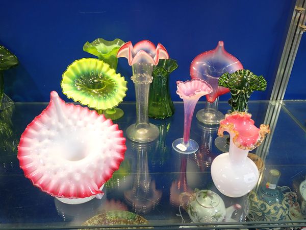 A COLLECTION OF VICTORIAN COLOURED GLASS VASES