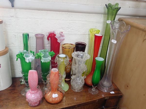 A COLLECTION OF MULTICOLOURED GLASS VASES