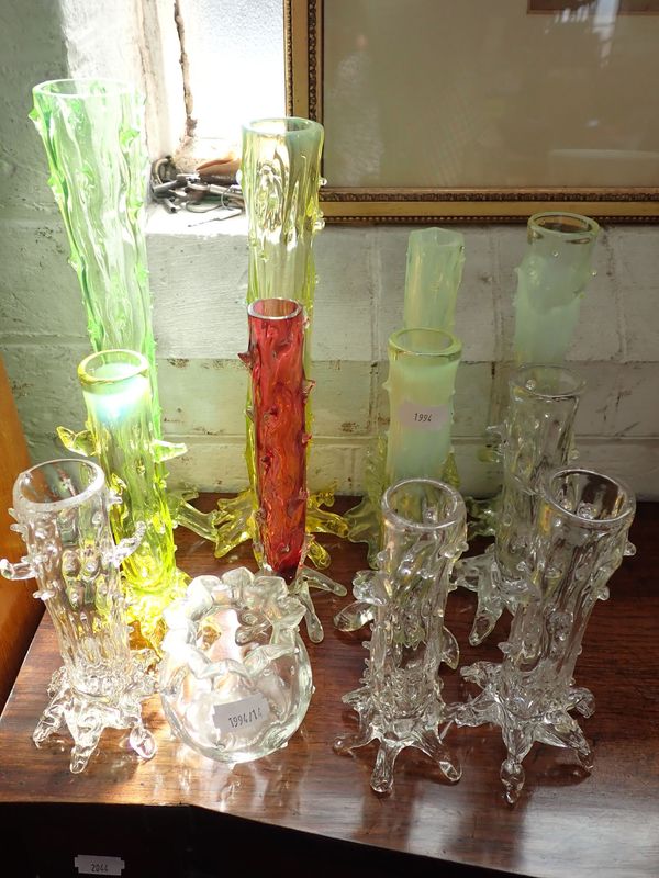 A COLLECTION OF VICTORIAN COLOURED GLASS VASES