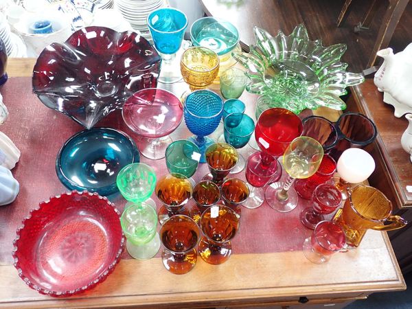 A COLLECTION OF COLOURED GLASSWARE