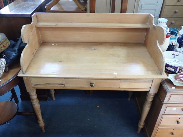 A VICTORIAN STRIPPED PINE WASHSTAND