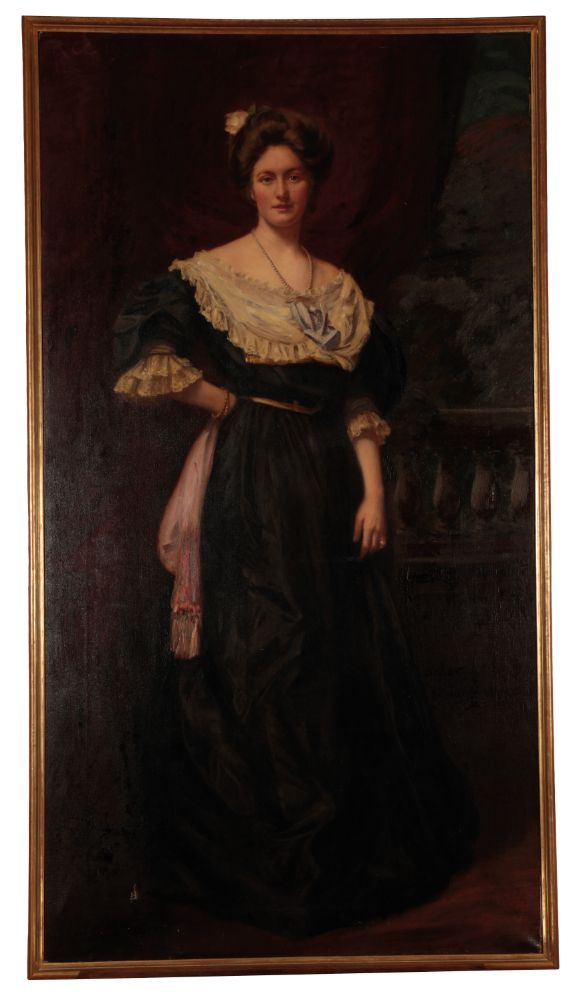 MONOGRAMMIST R.C.C. A Belle Epoque type full-length portrait of a lady