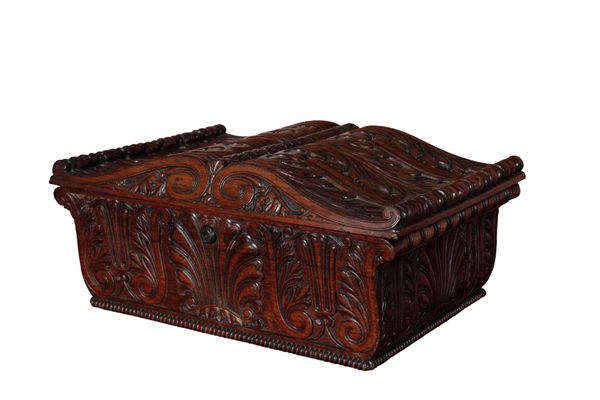 A FINE REGENCY CARVED ROSEWOOD BOX, ALMOST CERTAINLY BY GILLOWS,