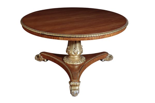 A GEORGE IV PARCEL GILT SATINWOOD CENTRE TABLE, by William Riddle, circa 1825,