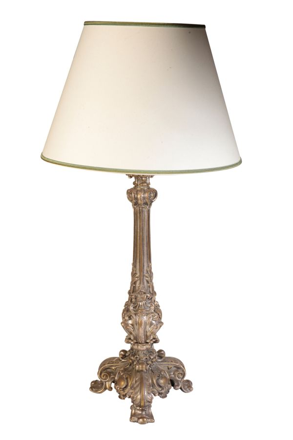 A WILLIAM IV SILVERED BRONZE TABLE LAMP,