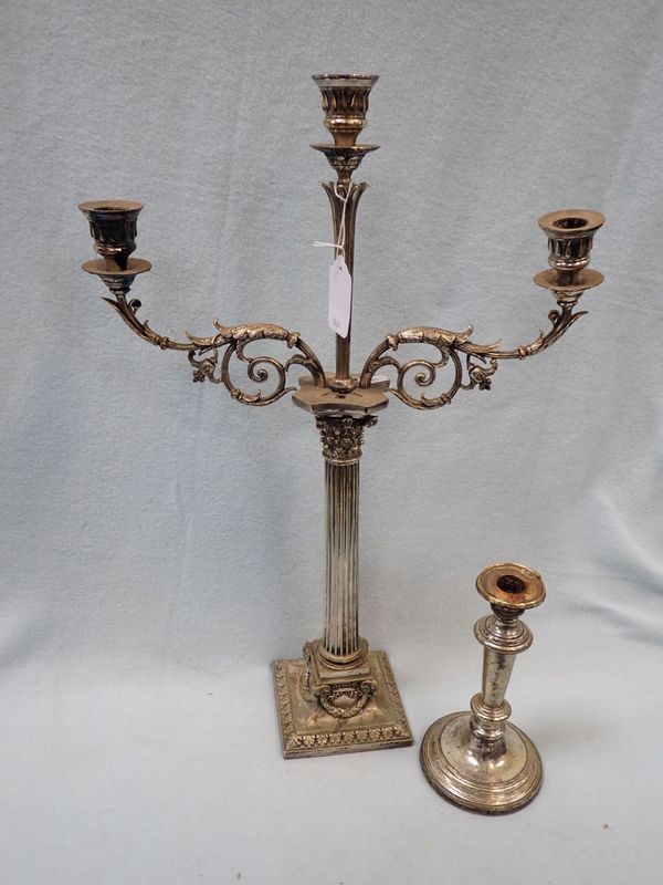 A SILVER PLATED CANDELABRA