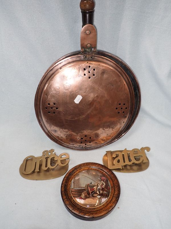 A 19TH CENTURY COPPER WARMING  PAN