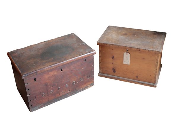 A VICTORIAN OAK STRONG BOX,