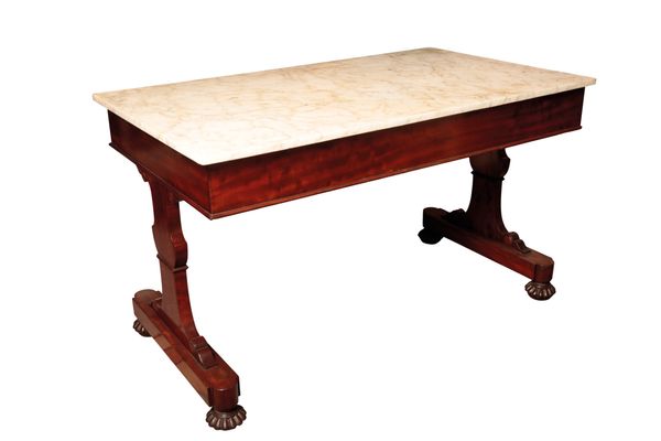 A GEORGE IV MAHOGANY AND MARBLE TOPPED WASH TABLE, ATTRIBUTABLE TO GILLOWS,