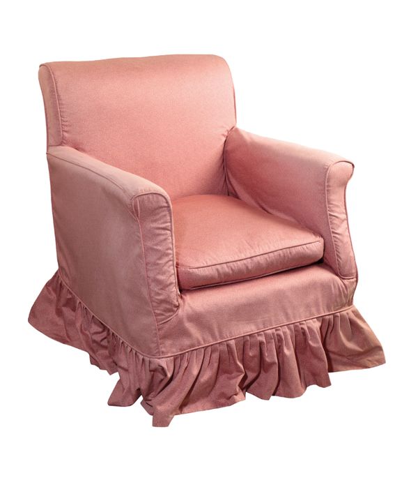 A VICTORIAN UPHOLSTERED ARMCHAIR,