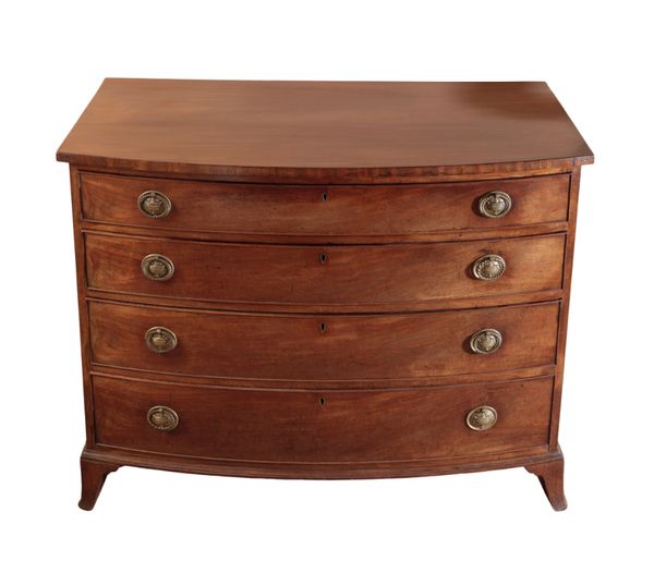 A LATE GEORGE III MAHOGANY BOWFRONT CHEST OF DRAWERS, BY GILLOWS,