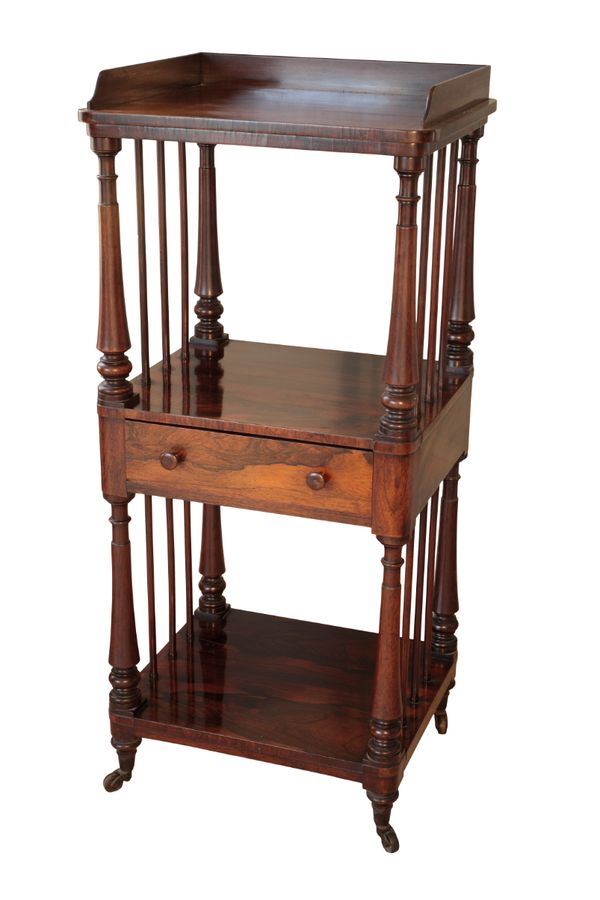 A REGENCY ROSEWOOD WHATNOT, PROBABLY BY GILLOWS,