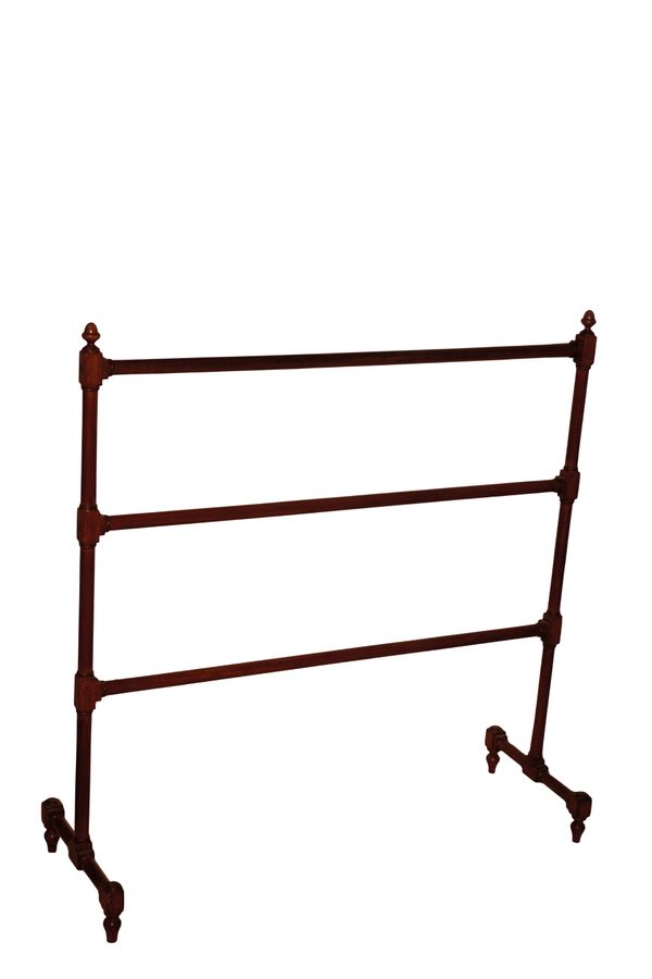 A LATE GEORGE III MAHOGANY TOWEL RAIL,