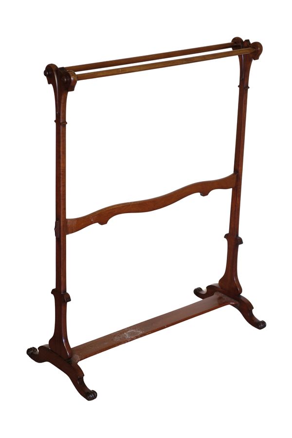 A VICTORIAN MAHOGANY DRYING HORSE,