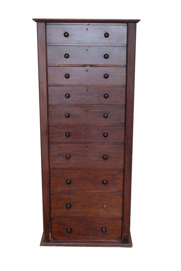 A MAHOGANY ESTATE WELLINGTON CHEST,