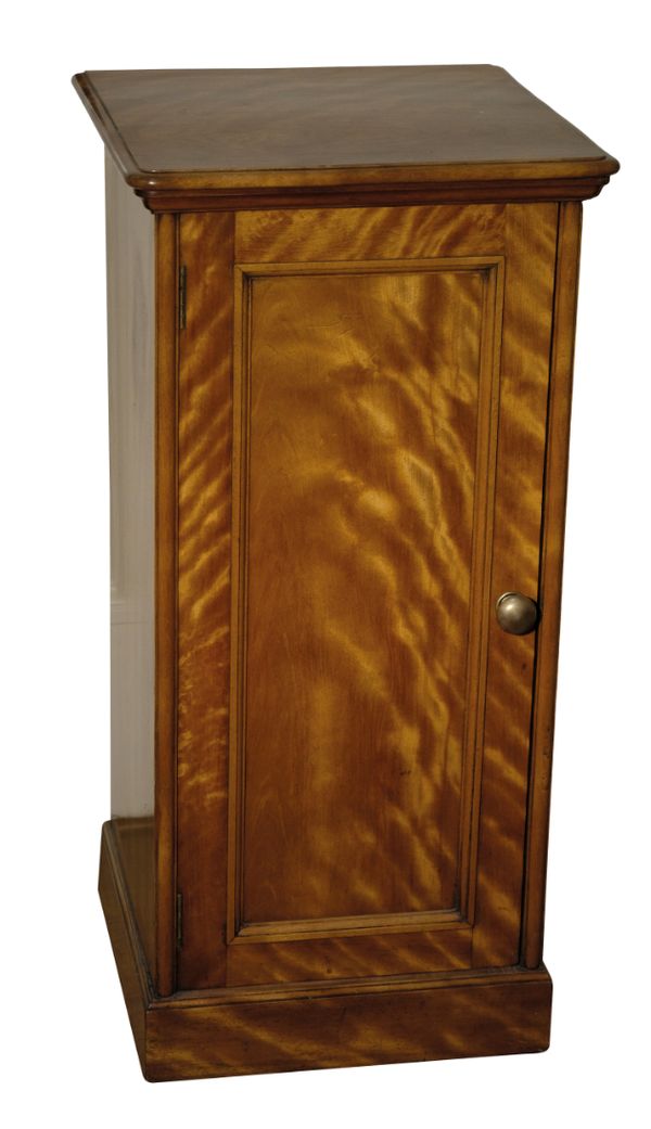 A VICTORIAN SATINWOOD BEDSIDE CUPBOARD, IN THE MANNER OF HOWARD & SONS,